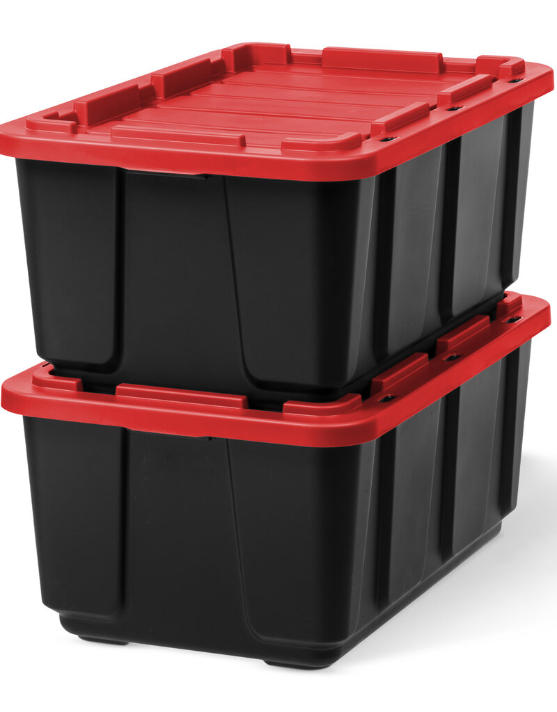 IRIS plastic opbergkoffer met zwaar deksel, 100L, set van 2, zwart, UTB-27