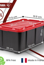 IRIS plastic opbergkoffer met zwaar deksel, 100L, set van 2, zwart, UTB-27