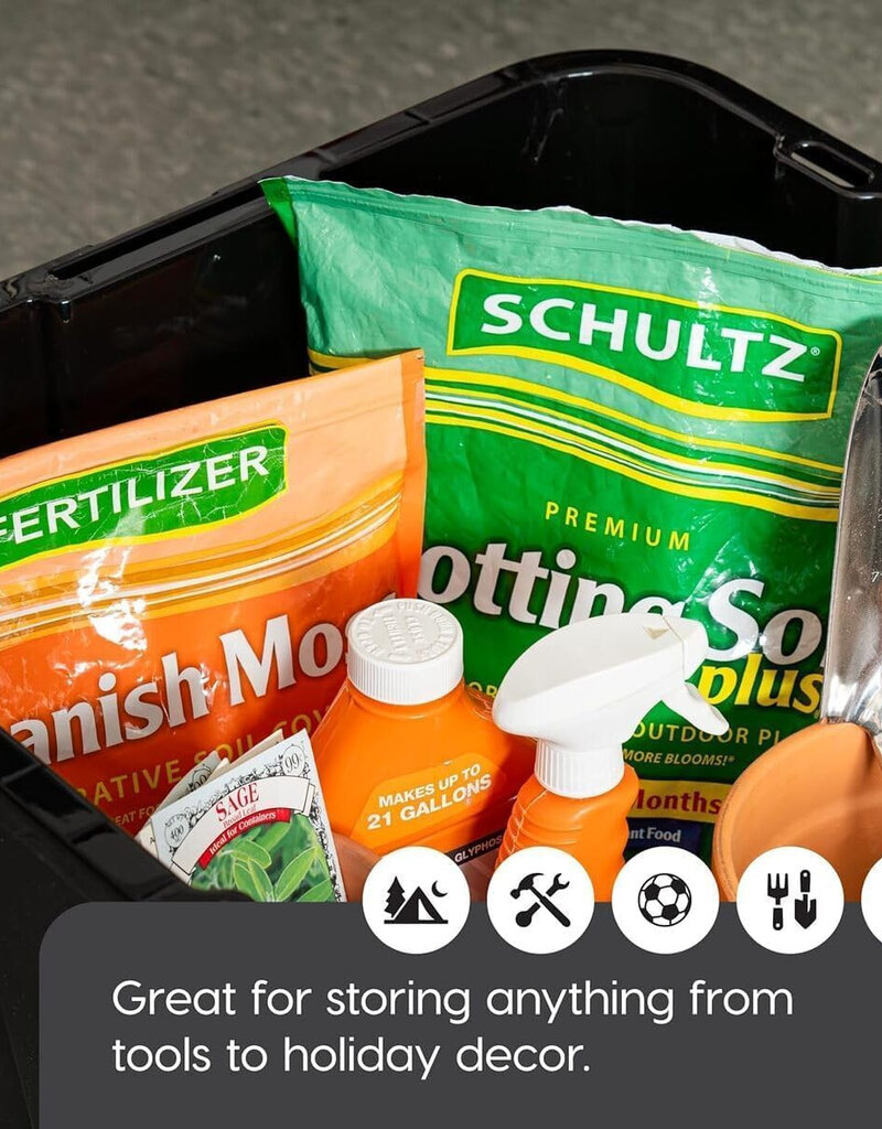 IRIS plastic opbergkoffer met zwaar deksel, 100L, set van 2, zwart, UTB-27