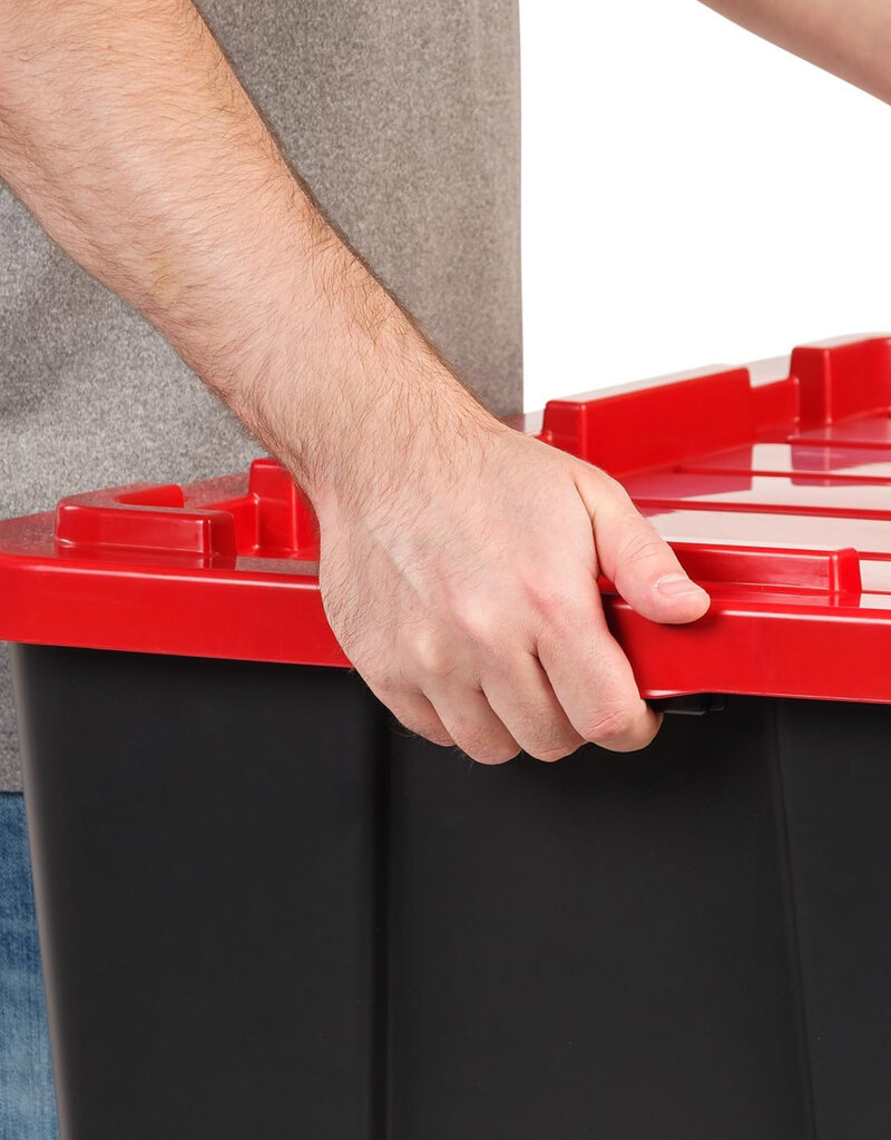 IRIS plastic opbergkoffer met zwaar deksel, 100L, set van 2, zwart, UTB-27