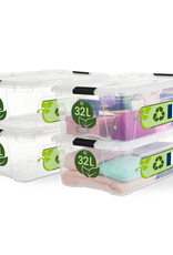 IRIS Plastic Huisopslagdoos, 32L, Set van 4, Doorzichtig, BSB-32