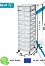 IRIS A4 plastic opslagtoren op wielen, 10 kleine lades, grijs, DC-010