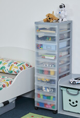 IRIS A4 plastic opslagtoren op wielen, 10 kleine lades, grijs, DC-010