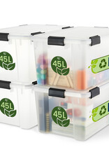 IRIS luchtdichte plastic opbergdoos, 45L, set van 4, doorzichtig, WSB-45