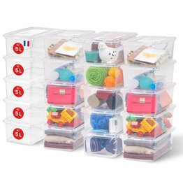 IRIS small multi-purpose plastic storage boxes, 5L, set of 20, clear, CNL-5E