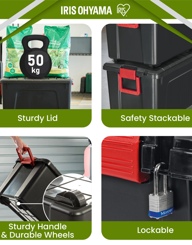 IRIS Zware Plastic Opbergkoffer, 110L, Eenheid, Zwart, SIA-110