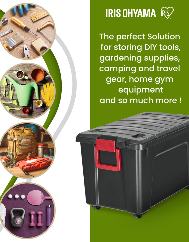 IRIS Zware Plastic Opbergkoffer, 110L, Eenheid, Zwart, SIA-110