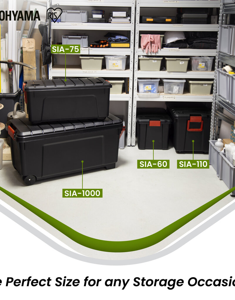 IRIS Zware Plastic Opbergkoffer, 110L, Eenheid, Zwart, SIA-110