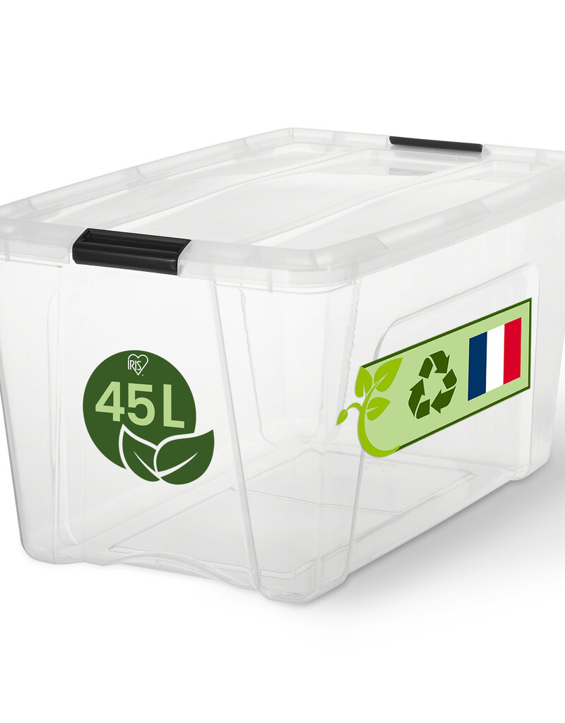 IRIS plastic opbergdoos voor thuis, 45L, Unit, Clear, BSB-45