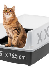 IRIS kattenbak XL open, hoge splashwanden, grote bak, zwart, CLH-XL