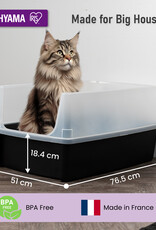 IRIS kattenbak XL open, hoge splashwanden, grote bak, zwart, CLH-XL