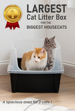 IRIS kattenbak XL open, hoge splashwanden, grote bak, zwart, CLH-XL