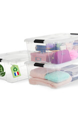 IRIS Gerecycled Plastic Huisopslagdoos, 32L, Set van 3, Transparant, BSB-32
