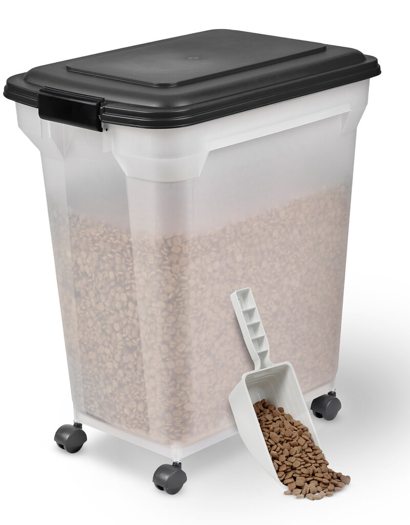 IRIS 45L brokjes voor 15 kg, luchtdicht, schop, inclusief wielen, voor honden en katten, ATS-L, zwart