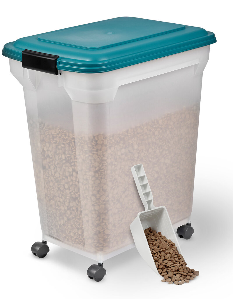 IRIS 45L brokjes voor 15 kg, luchtdicht, schop, wielen inbegrepen, voor honden en katten, ATS-L, Duck Blue