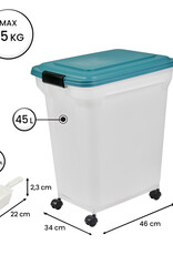 IRIS 45L brokjes voor 15 kg, luchtdicht, schop, wielen inbegrepen, voor honden en katten, ATS-L, Duck Blue