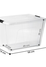IRIS plastic opbergdoos met deksel, 60L, Set van 3, doorzichtig, NTB-60