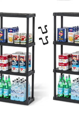 IRIS set van 2 plastic opslagplanken, 100 kg capaciteit, 4 niveaus, zwart, PRS-M4