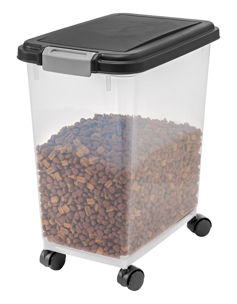 IRIS BPA-vrije luchtdichte dierenvoerverpakking, klapdeksel, 35L, MP-8, zwart