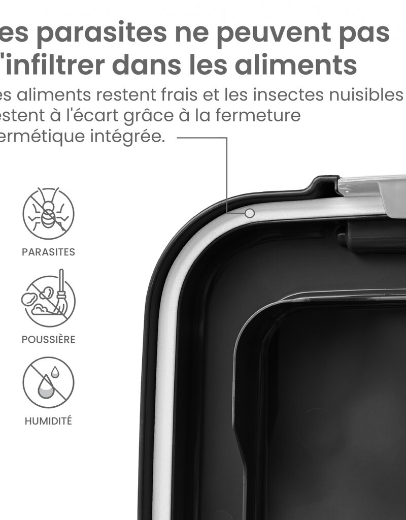 IRIS BPA-vrije luchtdichte dierenvoerverpakking, klapdeksel, 35L, MP-8, zwart