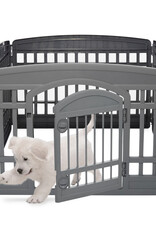 IRIS binnenspeelren voor honden, buiten met 4 panelen en afsluitbare deur, H60cm, Eco Grey, plastic, CI-604E