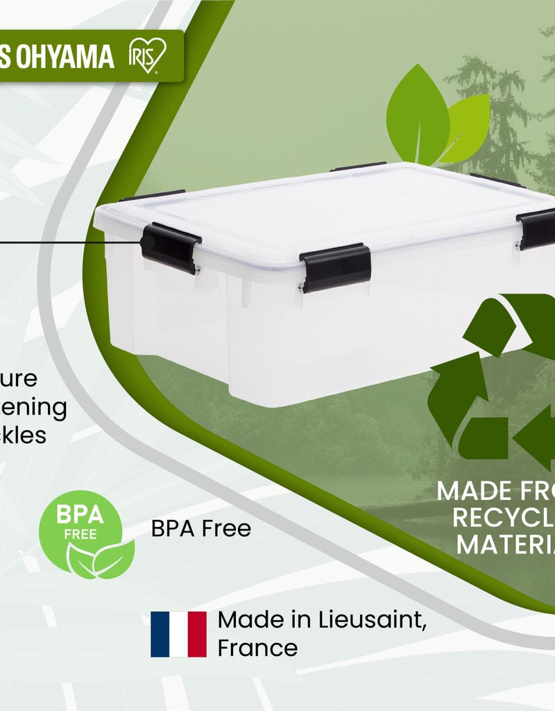 IRIS Plastic luchtdichte opslagdoos, 30L, Set van 4, Transparant, WSB-30