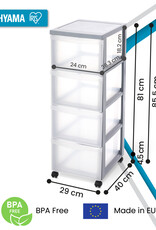 IRIS A4 plastic opslagtoren op wielen, 4 grote lades, grijs, DC-304