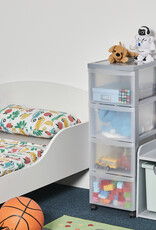 IRIS A4 plastic opslagtoren op wielen, 4 grote lades, grijs, DC-304