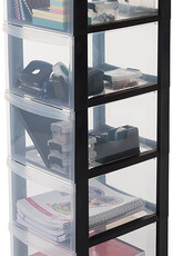 IRIS A4 plastic opslagtoren op wielen, 5 grote lades, zwart, DC-305