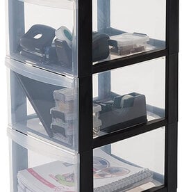 IRIS A4 plastic opslagtoren op wielen, 5 grote lades, zwart, DC-305