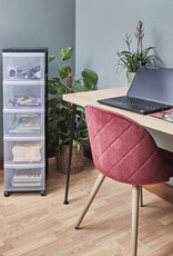 IRIS A4 plastic opslagtoren op wielen, 5 grote lades, zwart, DC-305