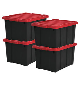 IRIS opslagkoffer met zwaar deksel, 68L, Pak van 4, rood, DDSKT-700