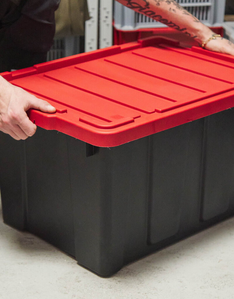 IRIS opslagkoffer met zwaar deksel, 68L, Pak van 4, rood, DDSKT-700