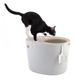 IRIS Closed Cat Litter Box, scoop included, lid for cats, PUNT-530, Beige