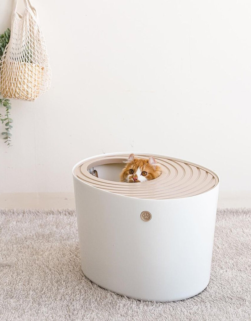 IRIS Gesloten Kattenbak, schep inbegrepen, deksel voor katten, PUNT-530, Beige