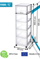 IRIS A4 plastic opslagtoren op wielen, 5 grote lades, grijs, DC-305
