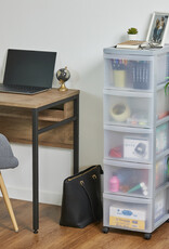 IRIS A4 plastic opslagtoren op wielen, 5 grote lades, grijs, DC-305