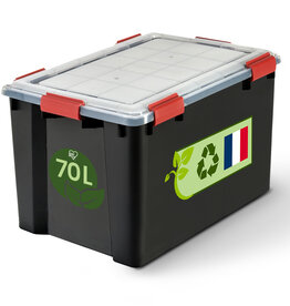 IRIS plastic airtight storage box, 70L, Unit, black, WSB-70