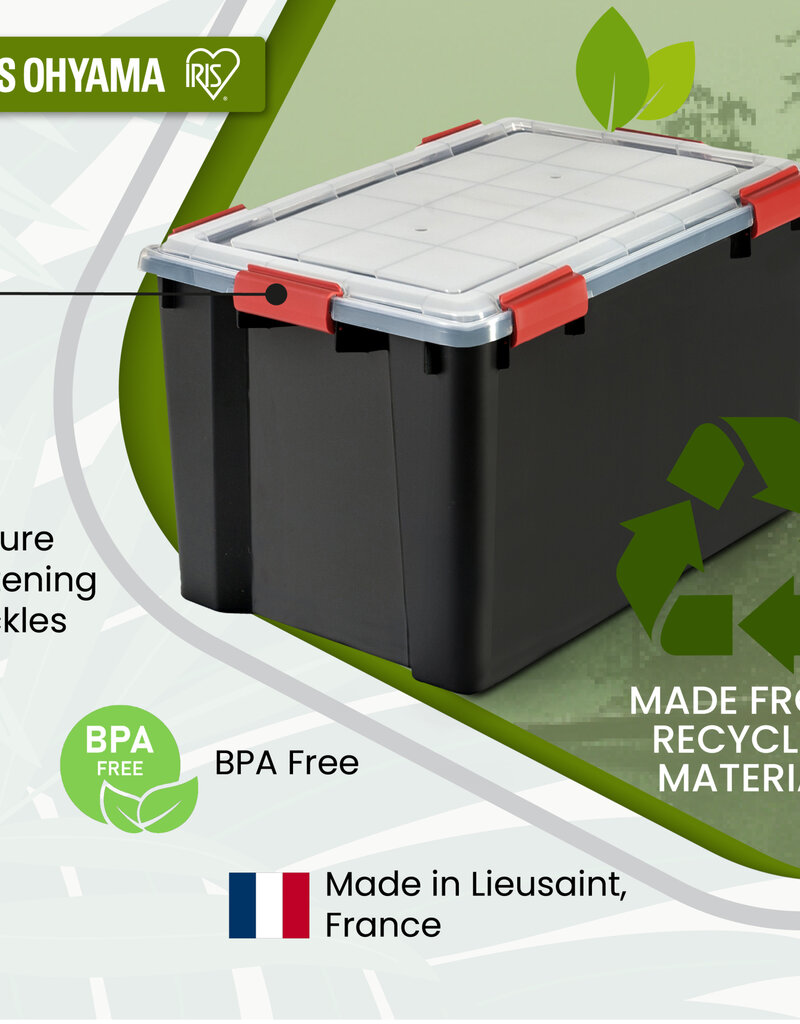 IRIS plastic luchtdichte opslagdoos, 70L, Unit, zwart, WSB-70