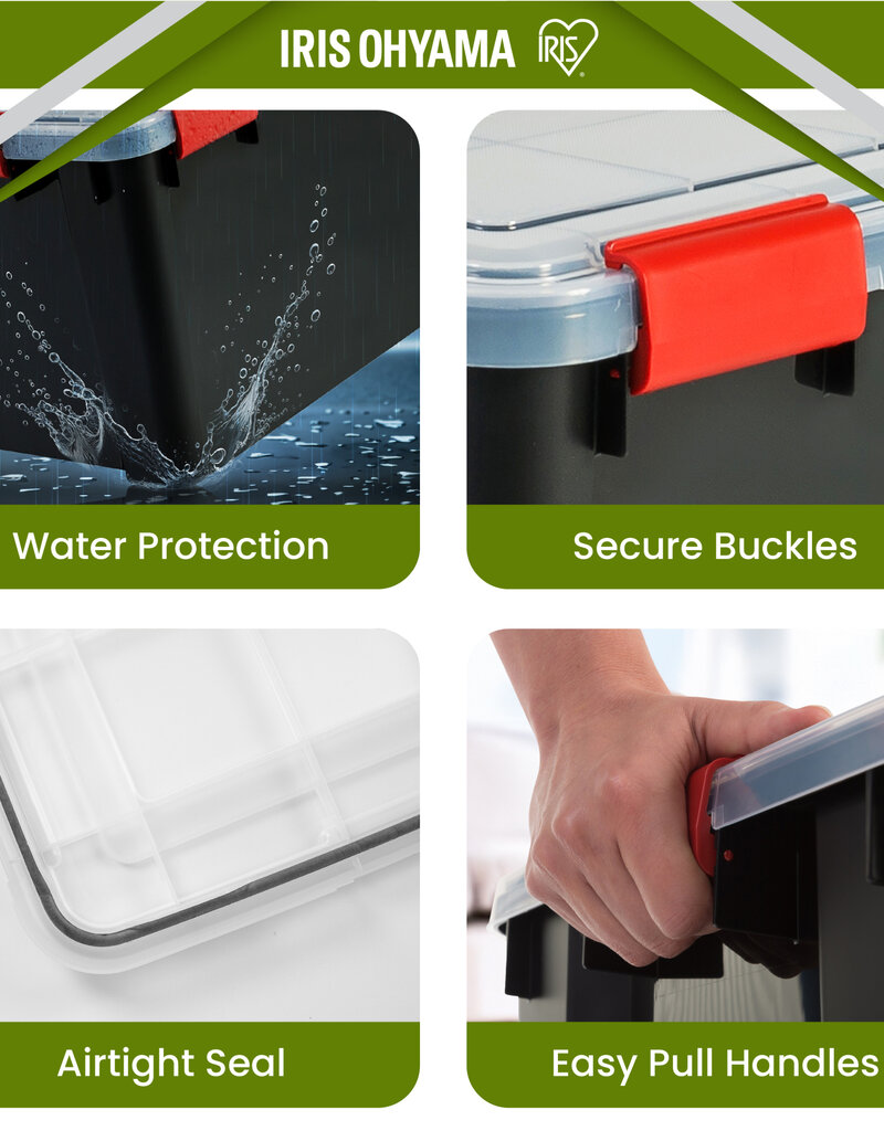 IRIS plastic luchtdichte opslagdoos, 70L, Unit, zwart, WSB-70
