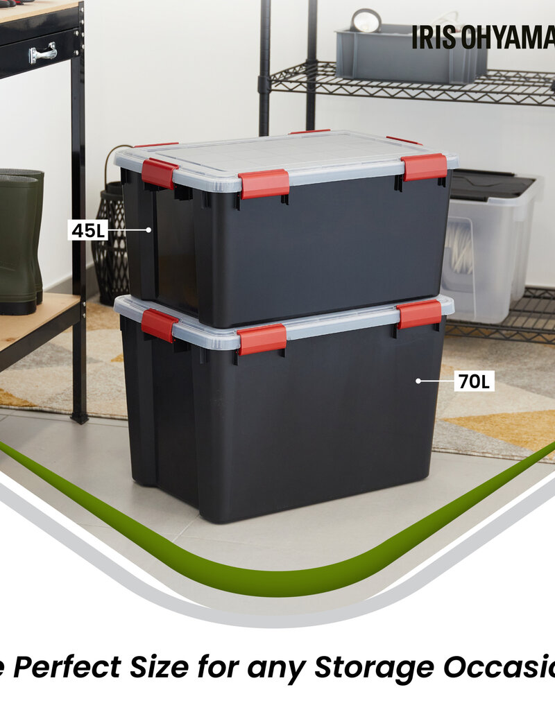 IRIS plastic luchtdichte opslagdoos, 70L, Unit, zwart, WSB-70