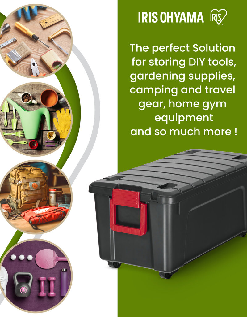 IRIS zware plastic opslagkoffer, 75L, Eenheid, zwart, SIA-75