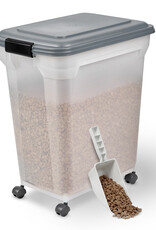IRIS Kibble Box 45L voor 15 kg, luchtdicht, schop, wielen inbegrepen, voor hond en kat, ATS-L, grijs