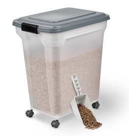 IRIS Kibble Box 45L voor 15 kg, luchtdicht, schop, wielen inbegrepen, voor hond en kat, ATS-L, grijs
