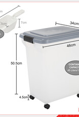 IRIS Kibble Box 45L voor 15 kg, luchtdicht, schop, wielen inbegrepen, voor hond en kat, ATS-L, grijs