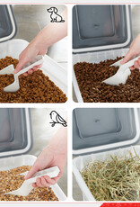 IRIS Kibble Box 45L voor 15 kg, luchtdicht, schop, wielen inbegrepen, voor hond en kat, ATS-L, grijs