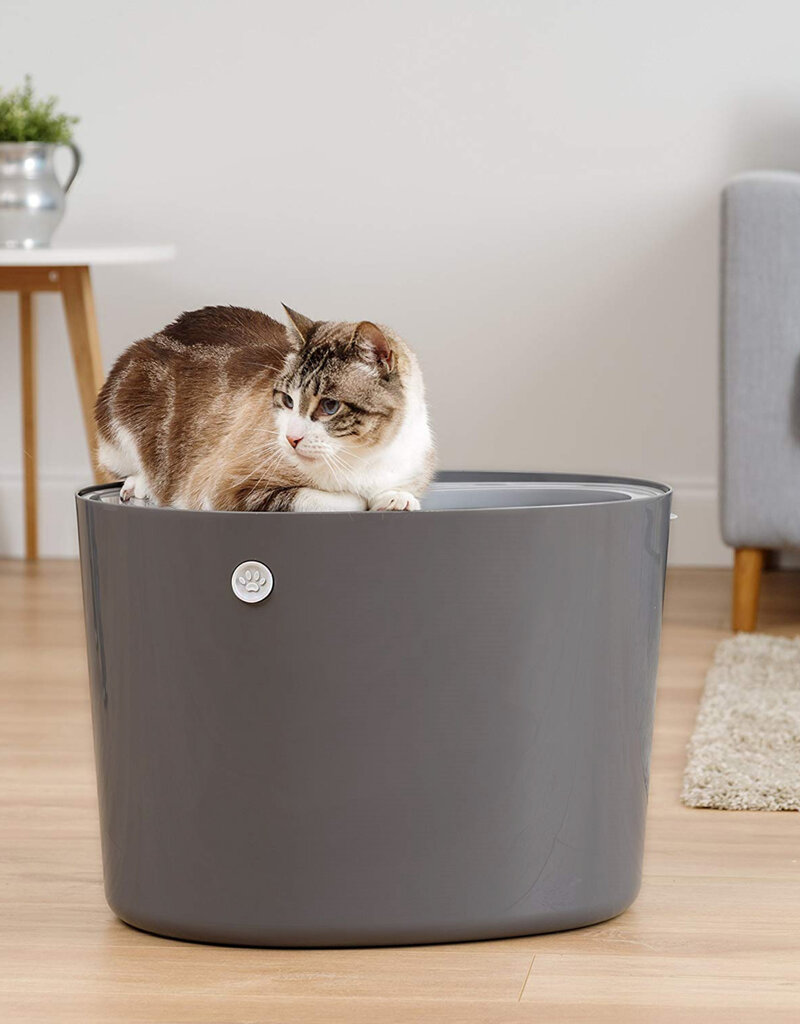 IRIS Gesloten kattenbak, schep inbegrepen, gatdeksel, voor katten, PUNT-530, Grijs