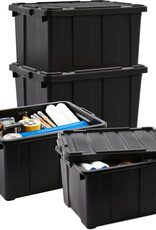 IRIS Opbergkoffer met zwaar deksel, 68L, Pak van 4, Zwart, DDSKT-700