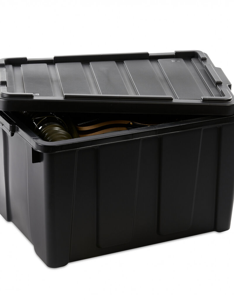 IRIS Opbergkoffer met zwaar deksel, 68L, Pak van 4, Zwart, DDSKT-700
