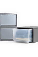 IRIS stapelbare plastic lades voor kleding, 40L, set van 3, donkergrijs, voor kast, slaapkamer, BC-NS-500D